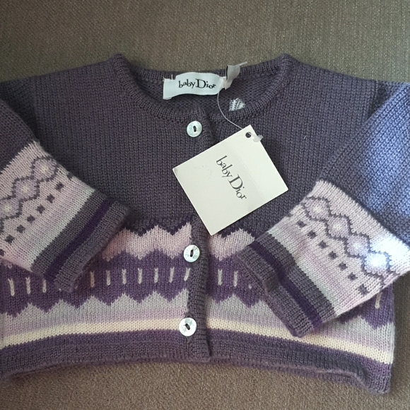Baby Dior NWT purple cardigan LARGE DIOR BACK NWT - Picture 1 of 5